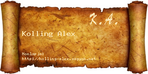 Kolling Alex névjegykártya